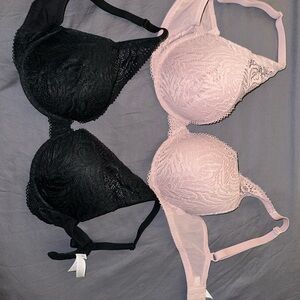 Auden Elegant Lace Bra Set - Black & Pink 36C